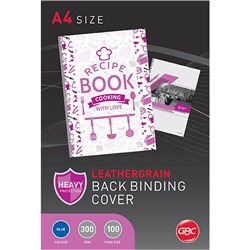 GBC Binding Cover A4 300gsm Leathergrain Pack Of 100 Blue 