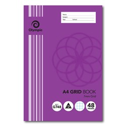 Olympic Grid Exercise Book G748 A4 7mm Grid 48 Page  