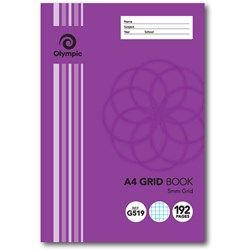 Olympic Exercise Book G519 A4 5mm Grid 192 Page   