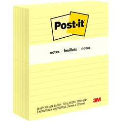 Post-It 635 Notes Original 76x127mm Lined Yellow 100 Sheets Pack of 12