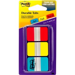 Post-It 686-RYB Durable Tabs 25x38mm Blue Red Yellow Pack of 66