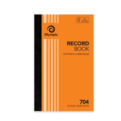 Olympic 704 Carbonless Book Duplicate 200x125mm Record 50 Leaf