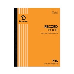 Olympic 706 Carbonless Book Duplicate 250x200mm Record 50 Leaf