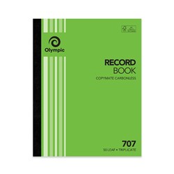 Olympic 707 Carbonless Book Triplicate 250x200mm Record 50 Leaf