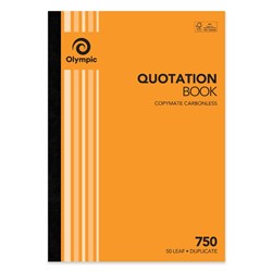 Olympic 750 Carbonless Book Duplicate A4 297x210mm Quotation 50 Leaf