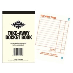 Zions TA Docket Book Restaurant Take Away 150x95mm 