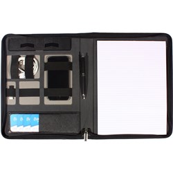 MODENA RECHARGE A4 COMPENDIUM With Zip Closure Black 0