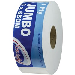 TruSoft Jumbo Toilet Rolls 1 Ply 650m Rolls Carton of 6
