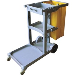 Cleanlink Janitors Trolley 3 Tier No Lid Grey 