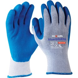 Maxisafe blueGRIPPA Gloves Latex Dipped Palm And Knitted Poly Cotton Small Blue