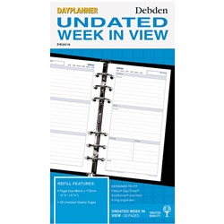 Debden Dayplanner Refill Undated Week To View 175x96mm Personal Edition