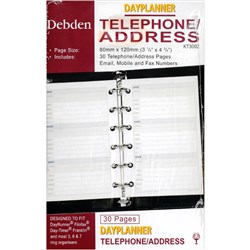 Debden Dayplanner Refill Telephone Address Directory 120x80mm Pocket Edition