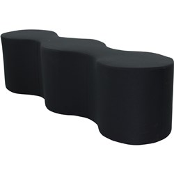 Sylex Lava Lounge Breakout Ottoman Modular Triple Straight Shape Black
