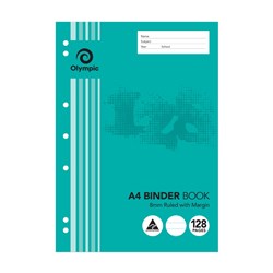 Olympic Binder Book B812 A4 7 Hole 8mm Ruled 55gsm 128 Page