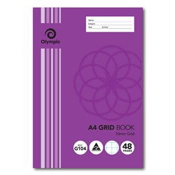 Olympic Exercise Book G104 A4 10mm Grid 48 Page   