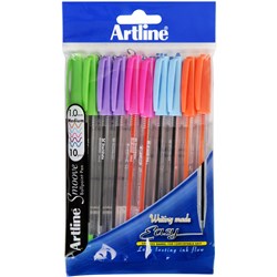 Artline 8210 Smoove Ballpoint Pen Medium 1mm Brights Pack Of 10