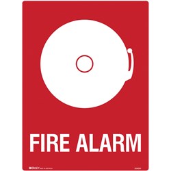 Brady Fire Sign Fire Alarm 450W x 600mmH Polypropylene White/Red