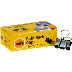 Marbig Foldback Clips 15mm Black Single