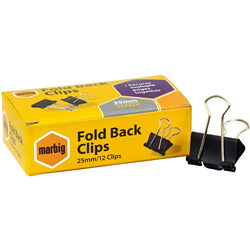 Marbig Foldback Clips 25mm Black Single