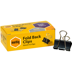 Marbig Foldback Clips 32mm Black Single