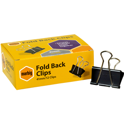 Marbig Foldback Clips 41mm Black Single