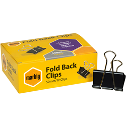 Marbig Foldback Clips 50mm Black Single